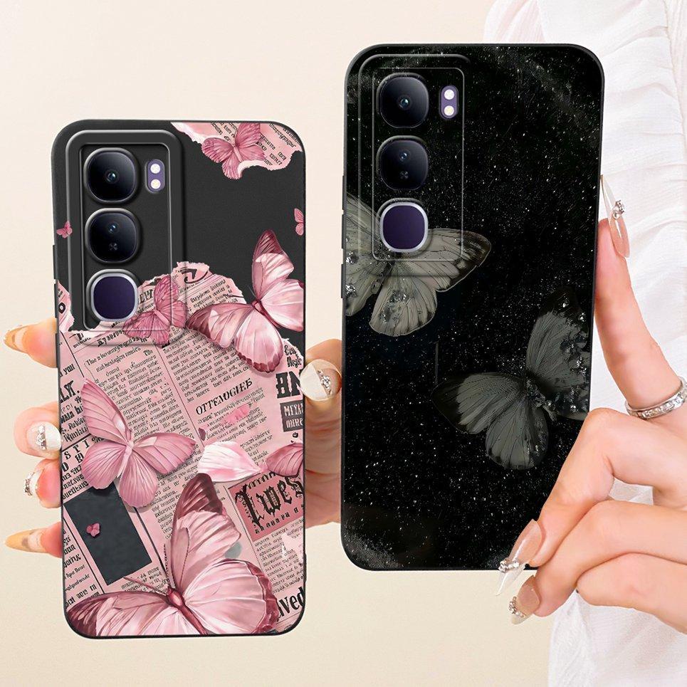 Dành Cho Vivo V40 Lite 4G 5G IDN / Vivo Y200 Y300 5G Ốp Điện Thoại Hoa Bướm Nữ Tính Ốp Lưng Silicon Mềm