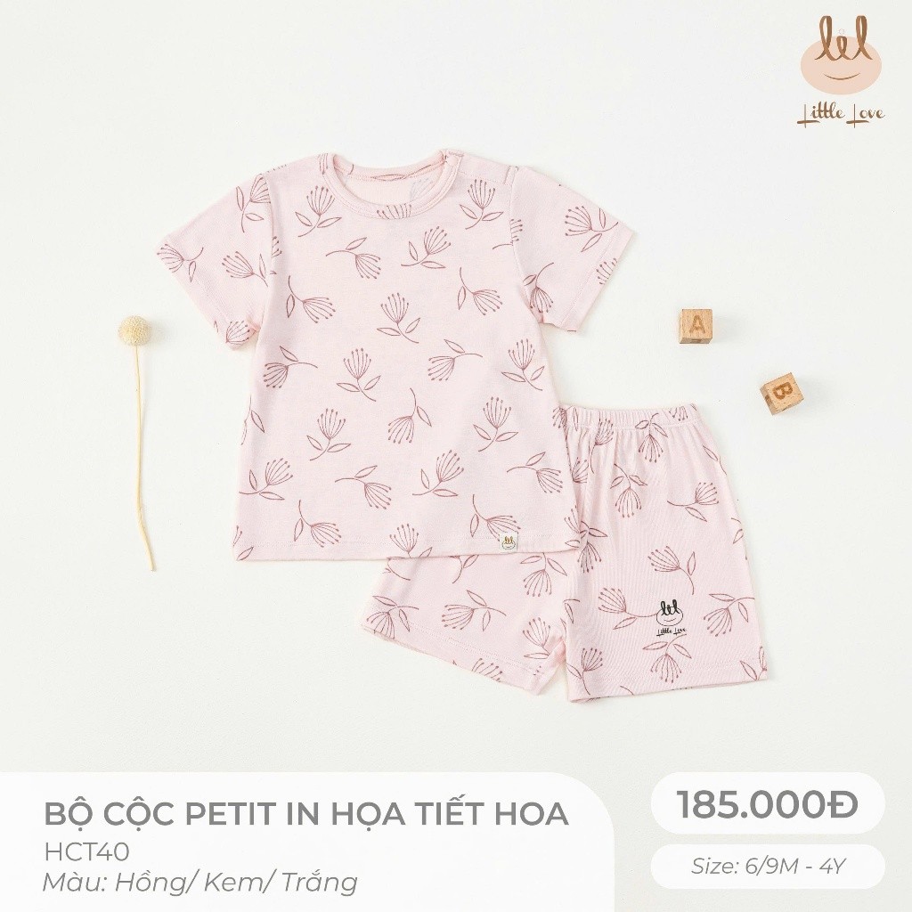 BỘ CỘC  TAY VẢI PETIT HỌA TIẾT [ SIÊU MỀM, MÁT, MỊN CO DÃN VÀ THẤM HÚT TỐT)  SZ 6M -4Y (HCT40)