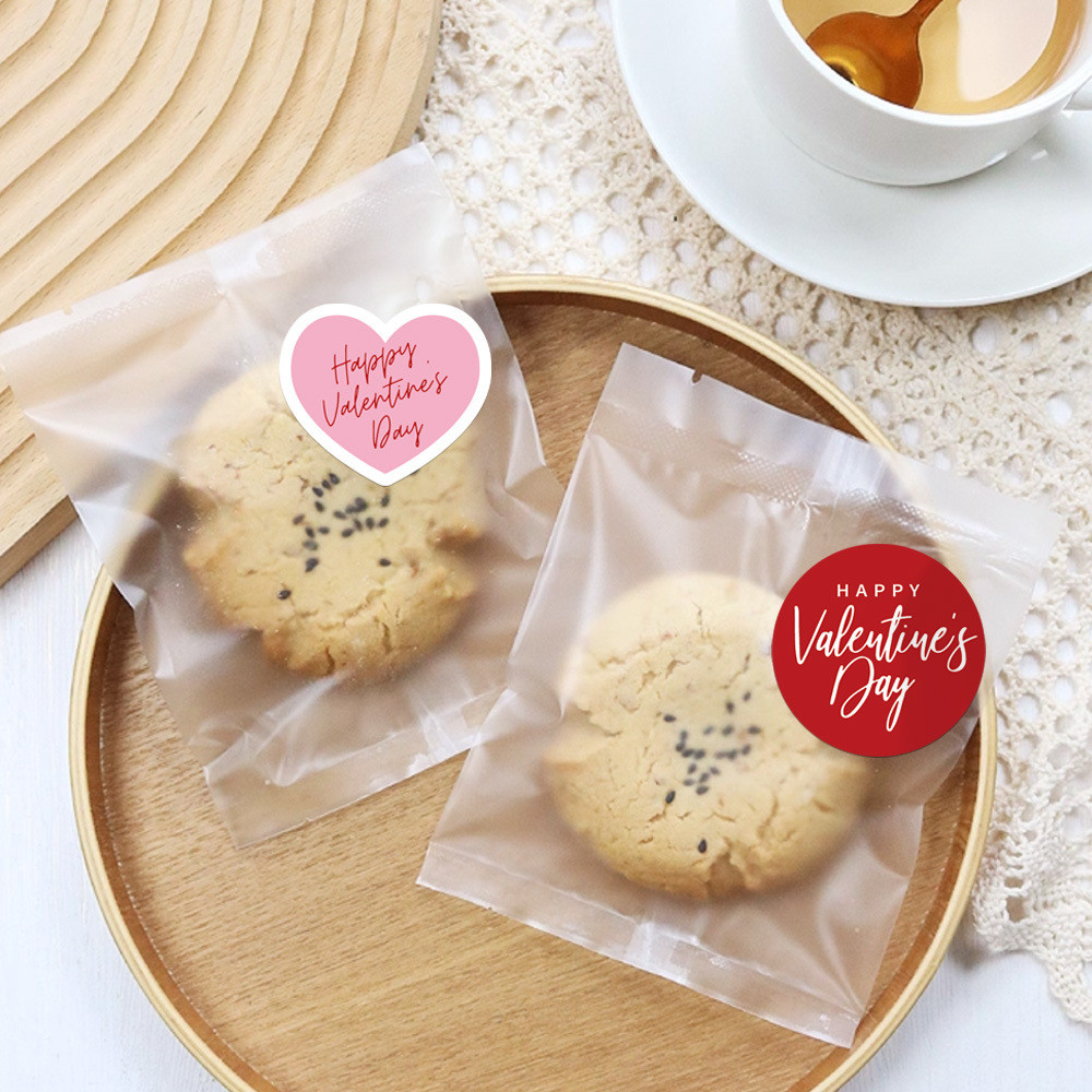 Tập 10 tờ tem nhãn dán tròn đỏ hồng Valentine TE81 sticker trái tim lễ tình nhân dán hộp, túi quà