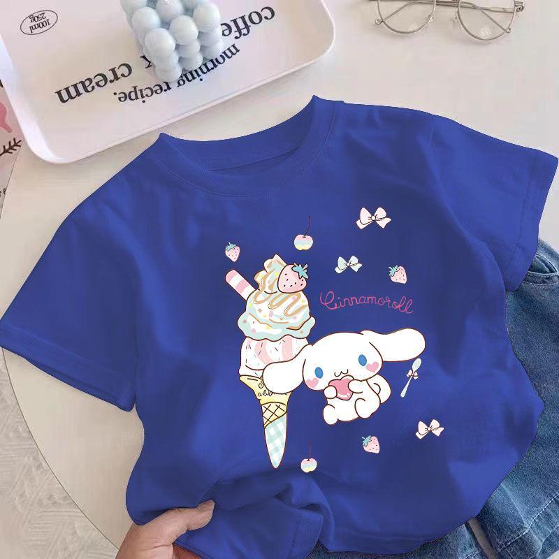 Áo Thun Gái, Ngọc Guigou In, Cổ Tròn, Dáng Rộng, Thời Trang, Mùa Hè
