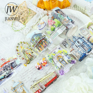 JIANWU 70mm * 200cm Vintage Thành Phố Du Lịch Đường Phố Vật Liệu Ghép Thêu Sò Băng PET Sáng Tạo DIY Tạp Chí Văn Phòng Phẩm