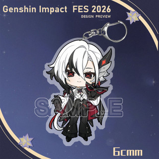 New Genshin Impact Keychain 2026 FES Flins Columbina Arlecchino Cute Cartoon Anime Acrylic Pendant Keyring Backpack Jewe