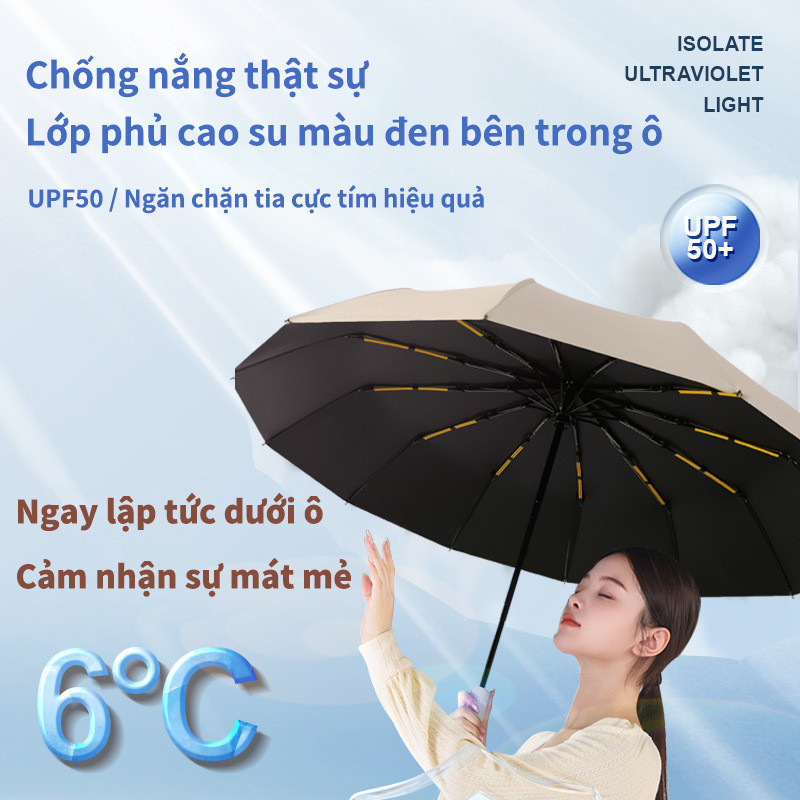 Ô Dù Tự động 24nan, Kích Thước Lớn 106cm, Chống Tia UV & Gió, Mở/gấp 1 Nút ấn, Vải 2 Lớp Chống Nắng Mưa Ngoài Trời