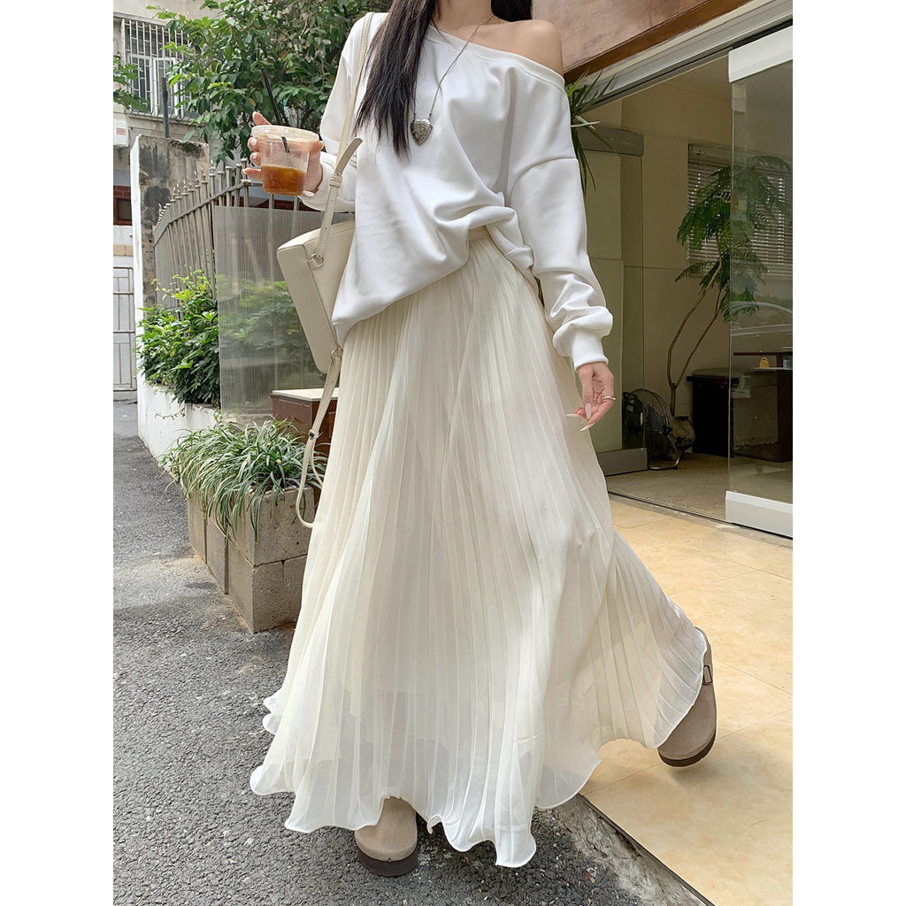 SUXI Váy xếp ly eo mềm mại phong cách Hàn Quốc dành cho nữ 260129