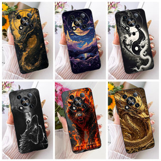 Dành Cho Itel RS4 Mới Cool Tiger Dragon Họa Tiết Vỏ Điện Thoại Itel RS4 S666LN Vỏ Mềm Silicon Màu Đen