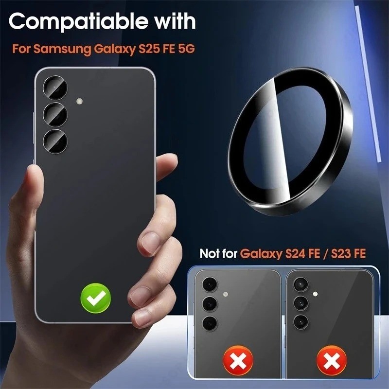 Dành Cho SamsungS25FE GalaxyS25FE Điện Thoại Camera Bảo Vệ Ống Kính Vòng Dành Cho Samsung Galaxy S25 FE Hợp Kim Nhôm Bảo Vệ Kính Cường Lực Ống Kính Phim