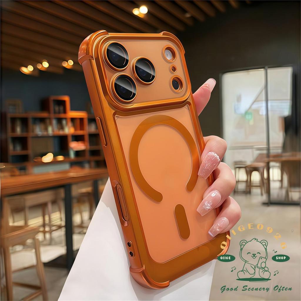 【 Ốp lưng iPhone17 】 Vỏ điện thoại từ tính túi khí bốn góc mờ iphone17 Pro Max 16 15 14 13 cho vỏ iPhone Vỏ mềm silicon TPU chống sốc
