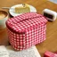 Túi đựng đồ FAVORITEGOODS, Túi trang điểm thiết kế dây kéo kẻ sọc đỏ, Túi đựng mỹ phẩm cầm tay cầm tay dành cho nữ bé gái