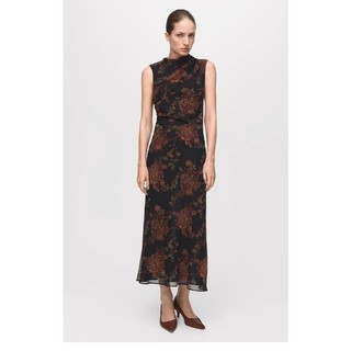 Váy dài xếp ly in hình cổ đứng ôm Z Spring 27061323
