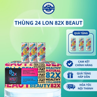 1 Thùng Thực Phẩm Giải khát Bổ Sung Collagen 82X Beaut Vị Ổi Hồng 24 Lon (245ml/lon)