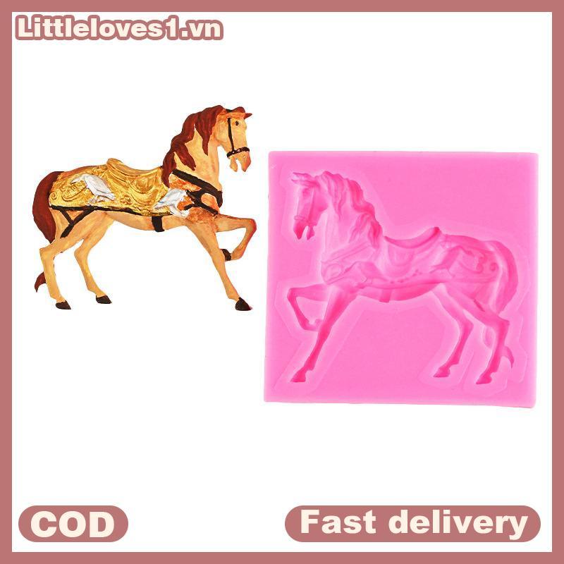 Littleloves1 Ngựa Khuôn Silicon Chạy Ngựa Fondant Bánh Trang Trí Dụng Cụ Cupcake Topper Sôcôla Kẹo Thủ Công Kẹo Cao Su Dán Đất Sét Polymer VN