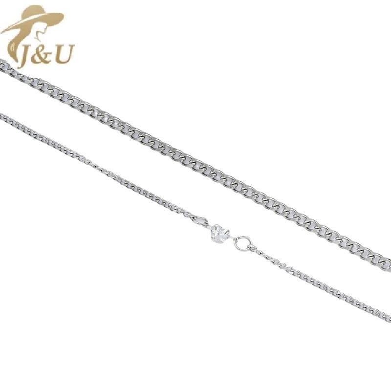 Bộ vòng tay inox thời trang đơn giản cho cặp đôi, pha lê hình trái tim bạc dây xích - Quà tặng tình yêu