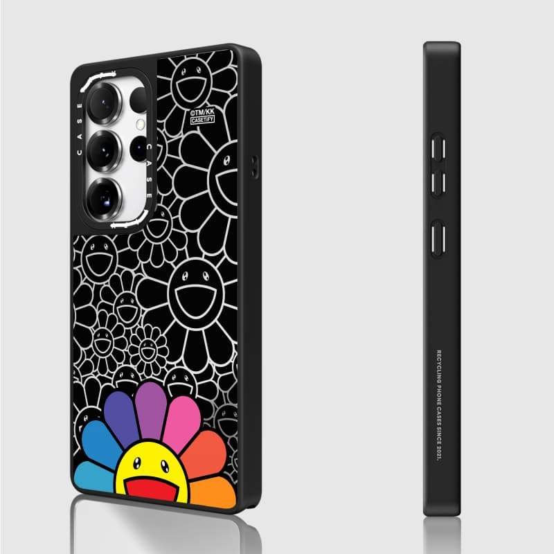 Ốp lưng CASECASE X SMILE (RAINDOW) Vỏ hút từ tính màu đen mờ cho gương Samsung Galaxy S26 S25 S24 S23 Ultra Plus Mặt sau cứng có hộp khắc logo