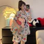 Bộ Đồ Ngủ Crayon Shin-Chan Áo Cardigan Nữ Hoạt Hình Dễ Thương Quần Short Tay Ngắn Hai Mảnh Loungewear Có Thể Mặc Bên Ngoài