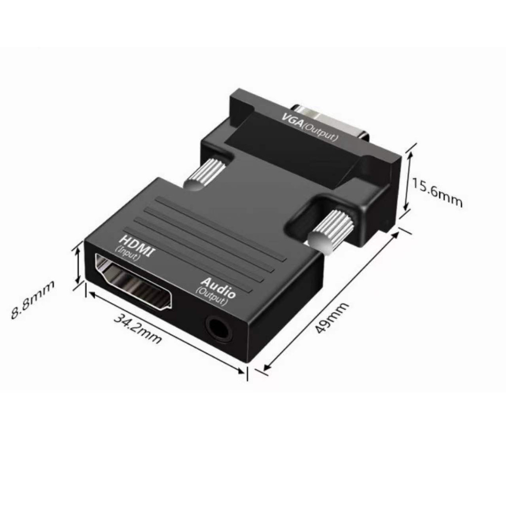 【COD】Đầu chuyển HDMI sang VGA tương thích 1080P, cấp nguồn 5V DC, truyền tải cả hình ảnh và âm thanh chất lượng cao.