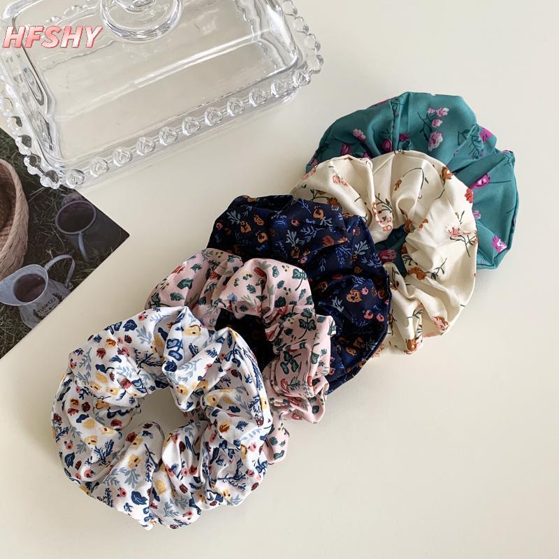 Dây buộc tóc chấm bi scrunchies vải họa tiết hoa ngọt ngào, phù hợp tuổi teen và trường học