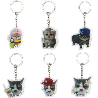 Thanh toán khi nhận hàng móc khóa hình mèo ganci Meme/Móc khóa hình mèo ngộ nghĩnh Acrylic 2 mặt in UV akmal