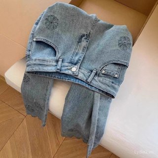 Quần Jean Thêu Hoa Classic Plus Size - Lưng Cao Ôm Chân, Mùa Hè Siêu Phù Hợp