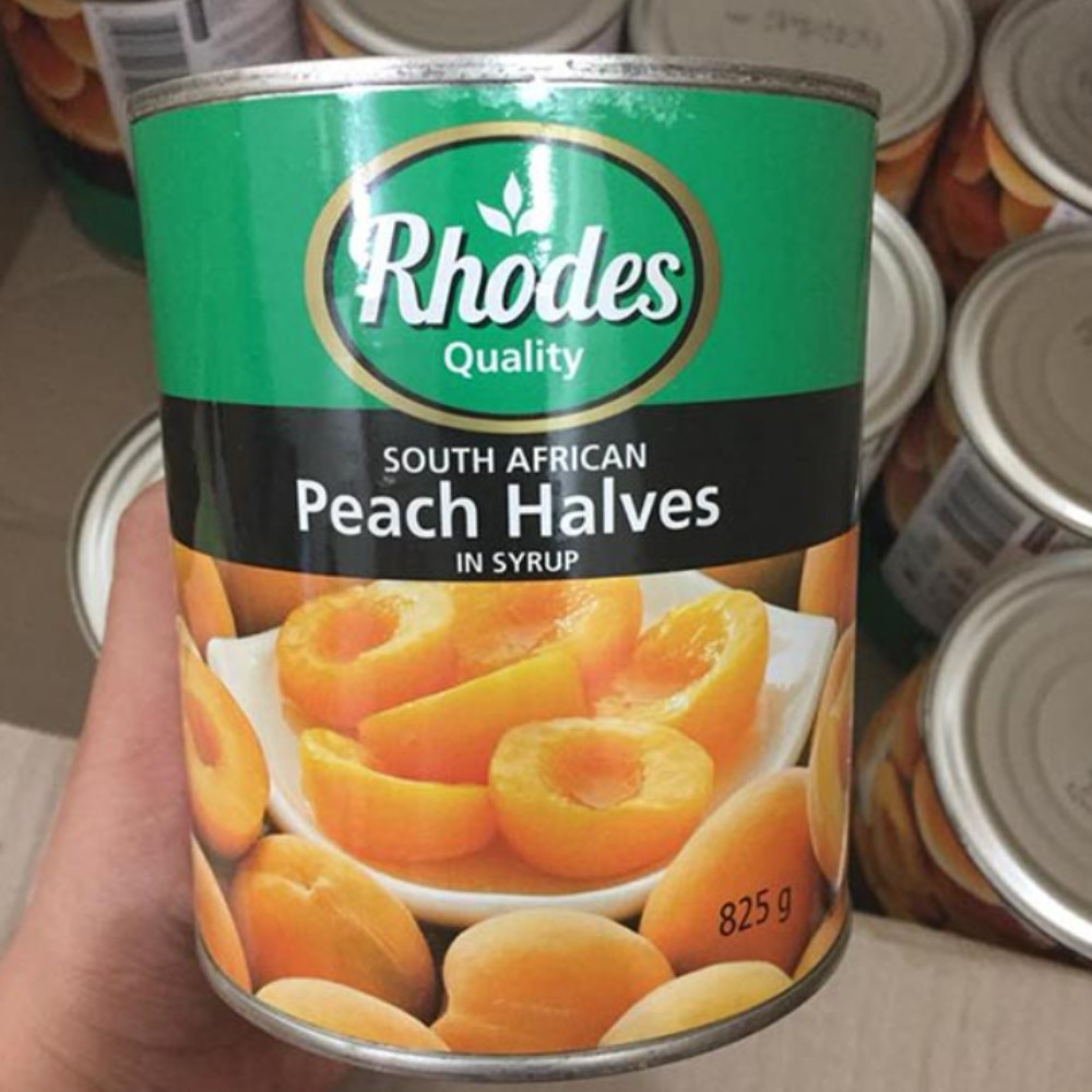 Đào Tươi Bổ Đôi Ngâm Siro Rhodes Peach Halves Hộp 825g Topping Đồ Uống, Trang Trí Bánh