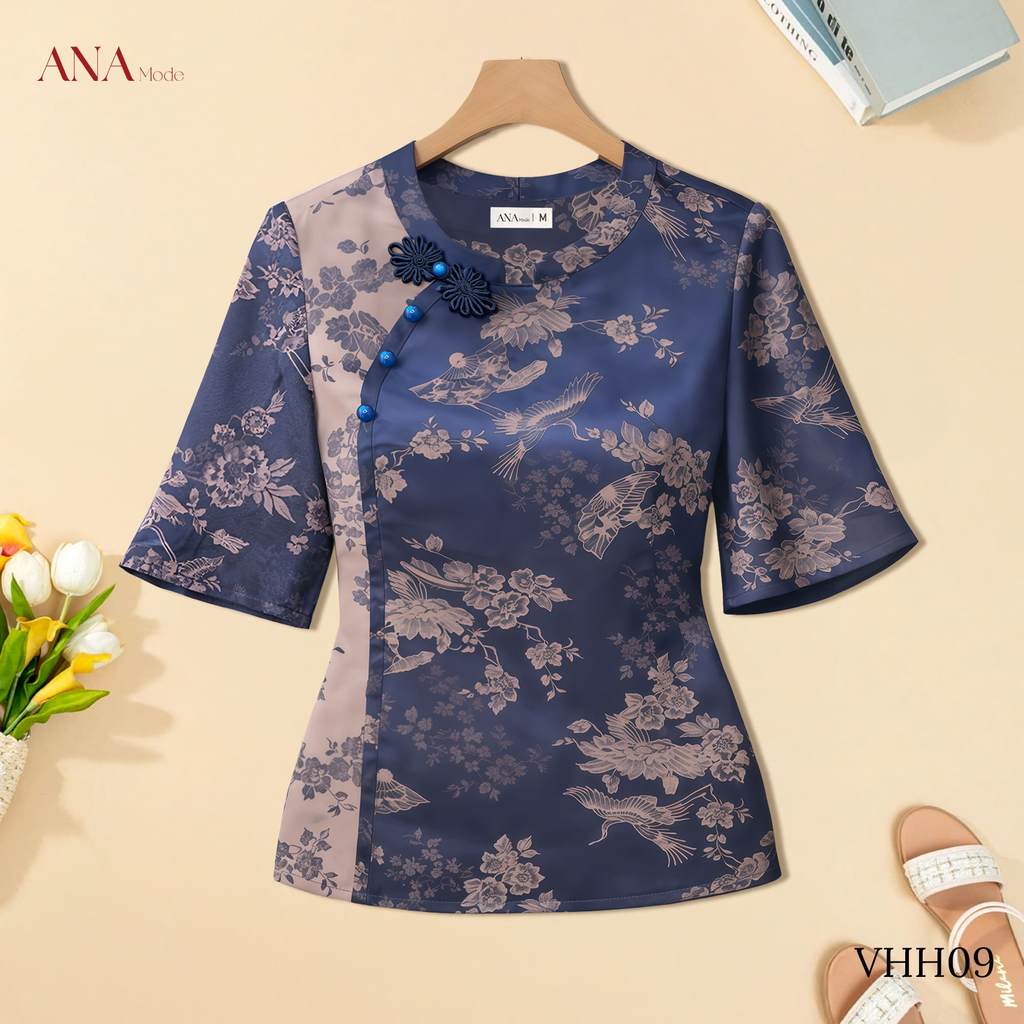 Áo Kiểu Sang Trọng Trung Niên ANA Mode Chất Liệu Gấm Hàn Châu Quý Phái Đi Chơi Quà Tặng Mẹ AK25VHH09