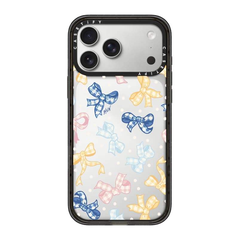 CASECASE X Gingham Nơ Màu Đen / Bầu Trời Xanh / Hồng Fizz Kẹo Bộ Sưu Tập Màu Sắc Trong Suốt Cứng Từ Tính Hút Tác Động Dành Cho Apple IPhone 13 14 15 16 17Pro Max Plus Có Hộp