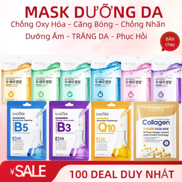 30 MIẾNG mặt nạ dưỡng ẩm mặt nạ giấy b5 collagen mặt nạ dưỡng trắng da cấp ẩm phục hồi trắng da mặt SADOR AQUA