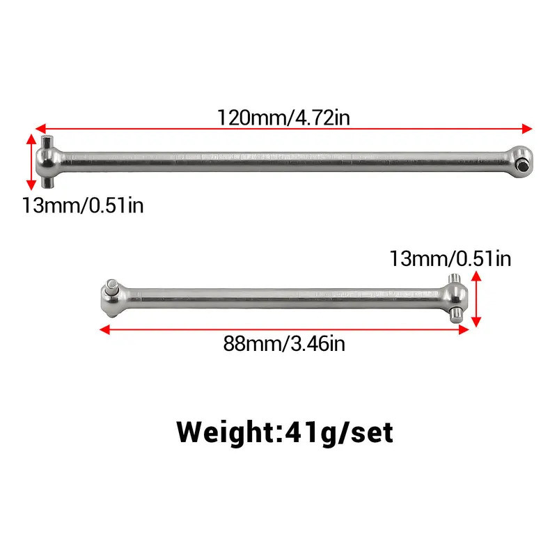 2 chiếc Trục truyền động trung tâm bằng thép Trục truyền động xương chó AR310472 AR310470 Dành cho các bộ phận nâng cấp xe RC Arrma 1 / 8 Typhon 6S