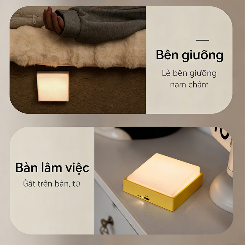 Đèn Ngủ Công Tắc Bập Bênh -  Từ Tính, Hẹn Giờ Tắt, Sạc USB, Ánh Sáng Dịu Nhẹ Bảo Vệ Mắt