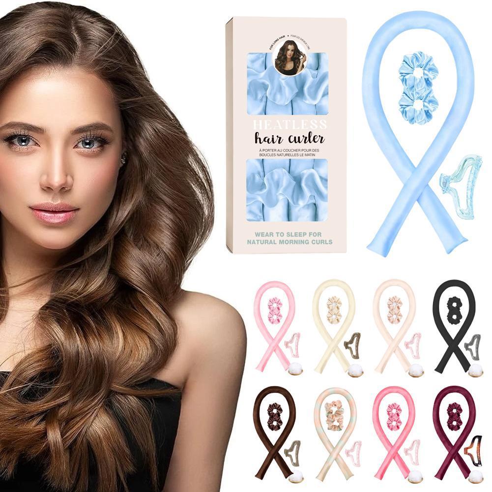 4 Cái / bộ Con Lăn Tóc Không Nhiệt Uốn Thanh Băng Đô Uốn Tóc Curli Tóc Lụa Tóc Con Lăn Lười C9T3