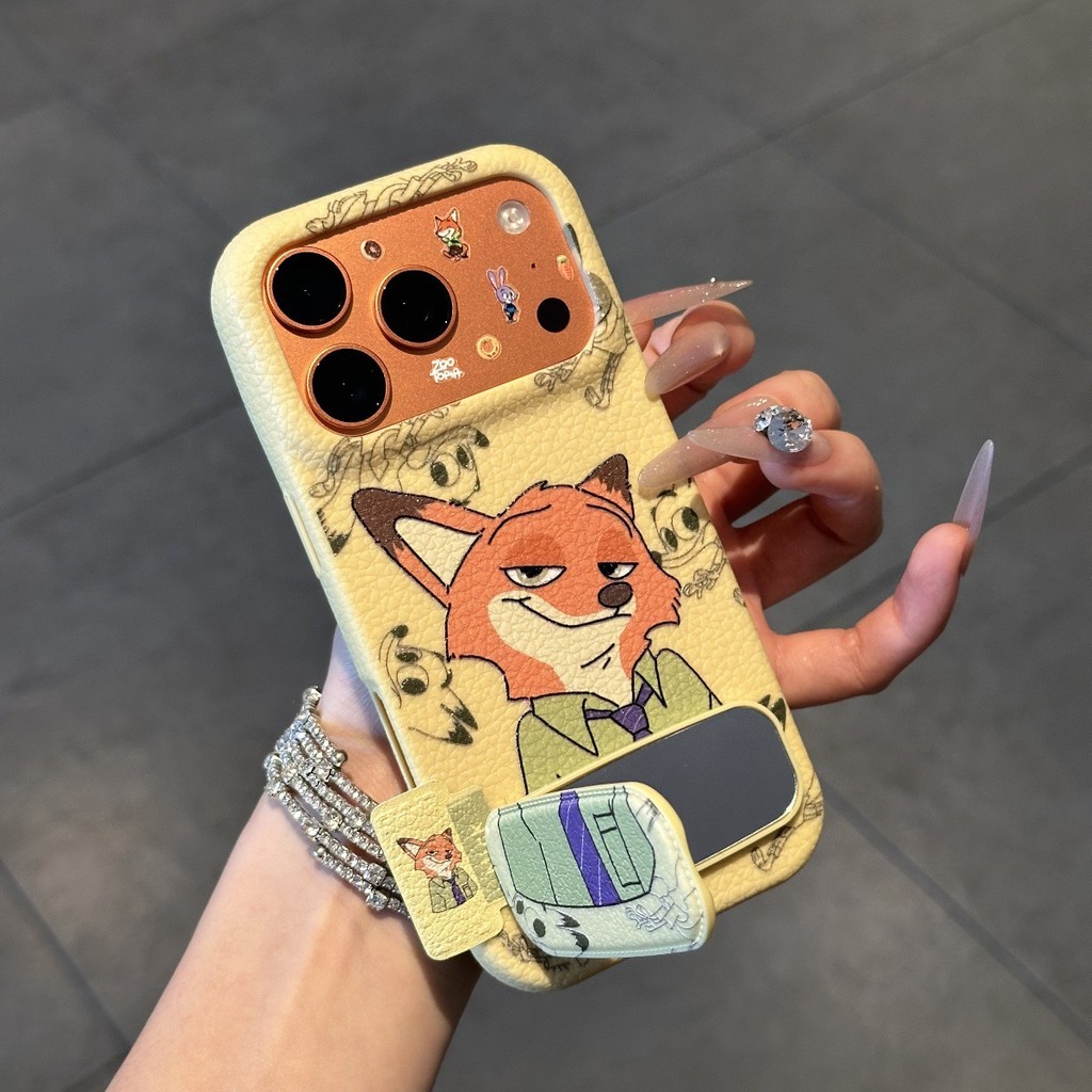 Ốp lưng iPhone của Judy và Nick phù hợp cho iPhone17ProMax 17 16 15 14 13 12 11 kèm giá đỡ gương