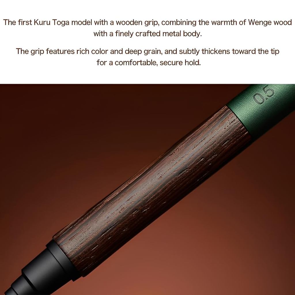 Uni KURUTOGA Wood Mechanical Pencil 0.5mm/Bút Chì Bấm Tự Xoay Ngòi/Vỏ Gỗ Wenge/Hàng Nhật Chính Hãng