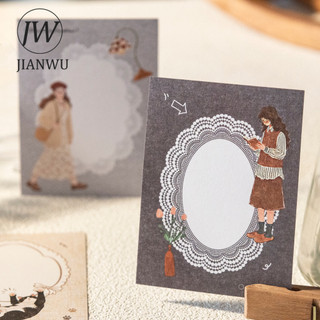JIANWU Dream Sleepy Scribbles Vintage Ren Biên Giới Nhân Vật Phong Cảnh Chất Liệu Cắt Dán Sáng Tạo DIY Tạp Chí Văn Phòng Phẩm