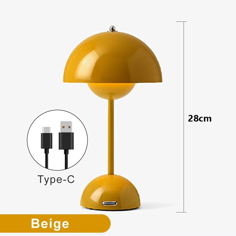Nấm Hoa Bud Đèn Bàn LED Sạc Để Bàn Đêm Cho Phòng Ngủ Ăn Cảm Ứng Đèn Ngủ Trang Trí