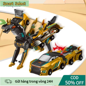 【COD】Xe đồ chơi biến hình ngựa tự động với cánh vàng lấp lánh, sử dụng từ trường thông minh, quà hoàn hảo cho bé trai.