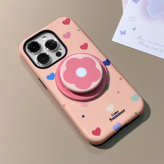 Ốp bảo vệ họa tiết in hình trái tim và hoa kiểu Dopamine cho iPhone 11 12promax 13pro15pro 15promax 14 14promax 14pro 16 pro max 16 plus 17 17promax ốp lưng hai trong một