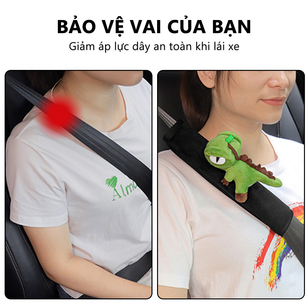 Sang Trọng Khủng Long Nhỏ Dây An Toàn Ô Tô Vai Chống bóp Mềm Nội Thất Ô Tô Trang Trí Vai Bảo Vệ Bộ