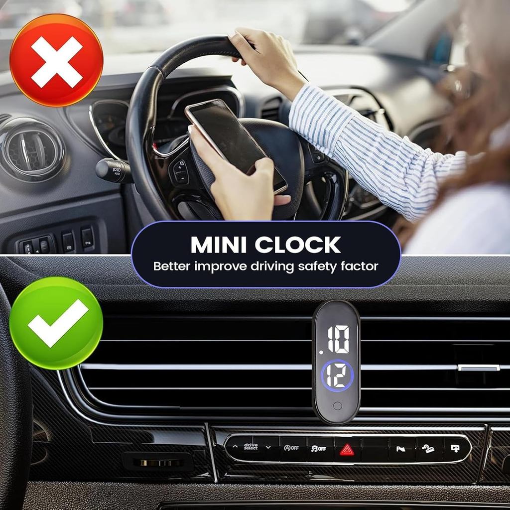 Xe Máy Tay Cầm Đồng Hồ Đo Chống Nước Nhỏ Đồng Hồ Kỹ Thuật Số Dạ Quang ABS Mini Đồng Hồ Dính Bảng Điều Khiển Đồng Hồ Nhỏ Gọn Màn Hình Điện Tử
