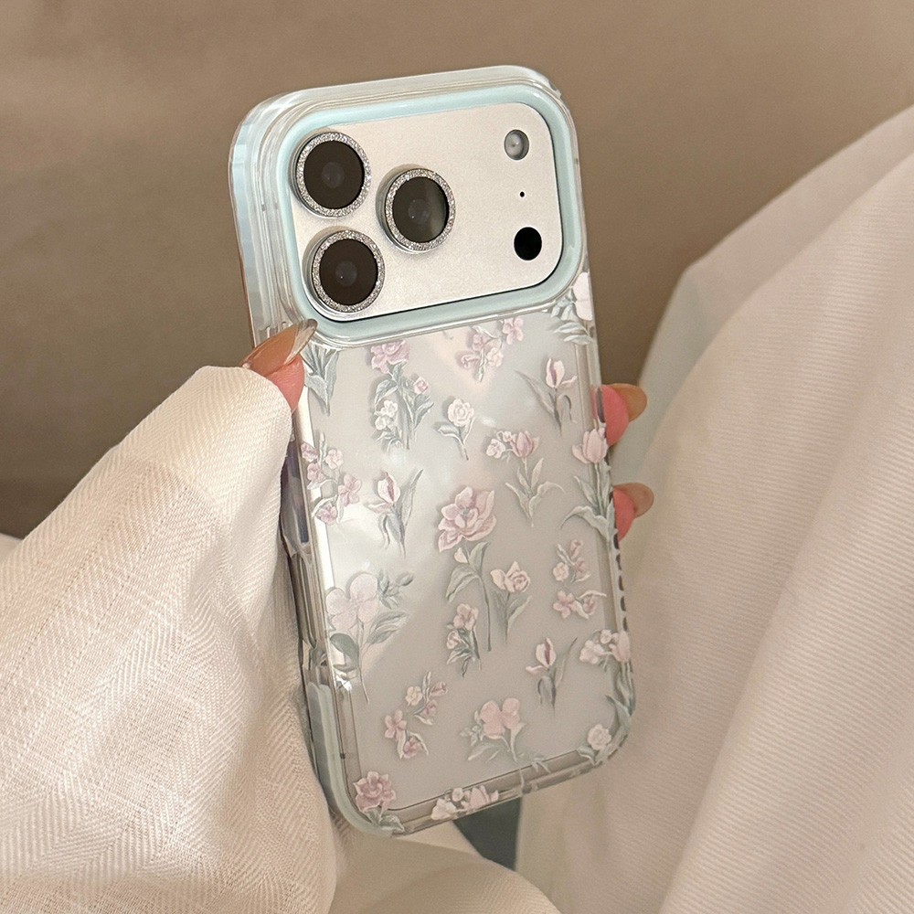 Ốp Điện Thoại Mềm Hoa Tím Cho iPhone 17 Pro Max 16 15 14 13 Vỏ Bảo Vệ Chống Sốc