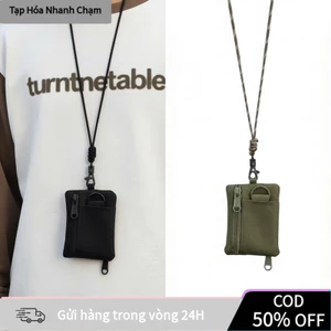 【COD】Túi đựng chìa khóa vải bố hình vuông, có khóa kéo và dây đeo, dùng để đựng chìa khóa,