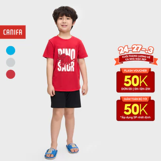 Bộ mặc nhà bé trai CANIFA áo cộc tay quần đùi có hình in 2LS25S002