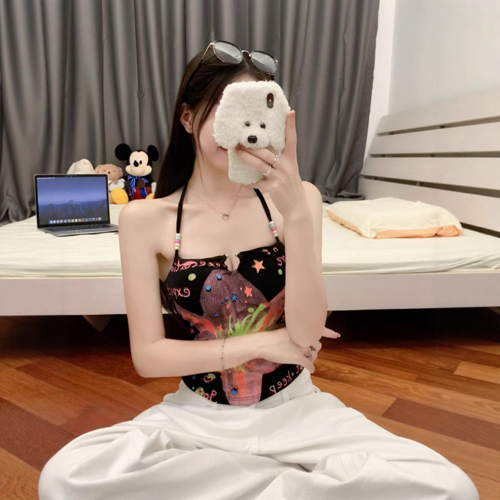 Áo yếm Top Hot Girl Style Niche In cổ dây gợi cảm