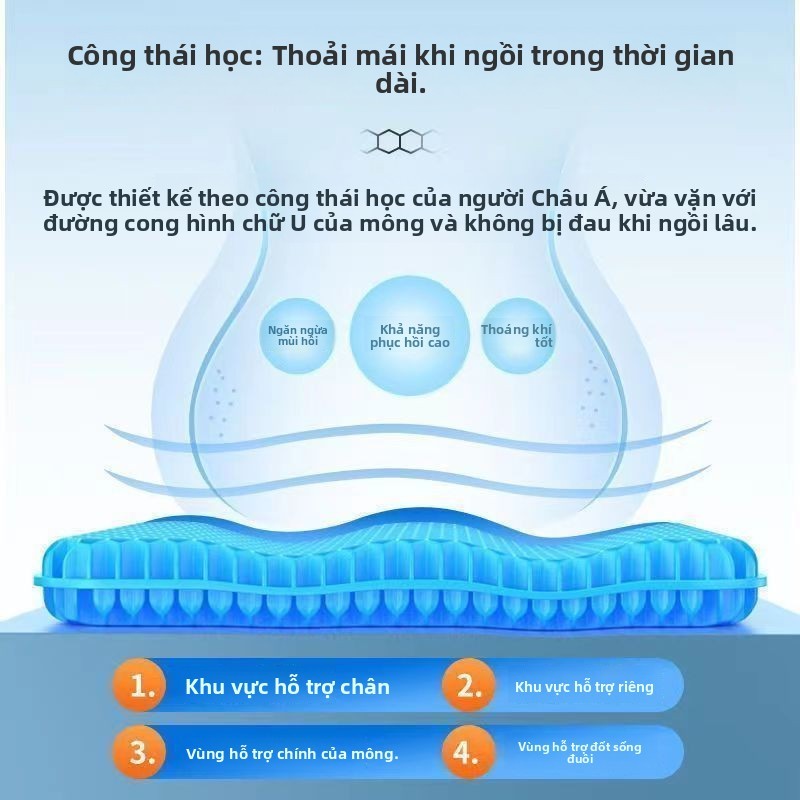 💦Đệm Silicon Mùa Hè Tổ Ong Đệm Ghế Ô Tô Văn Phòng Đệm Ghế Thoáng Khí Xử Lý Nhà Với Đệm Đá Làm 8WCR