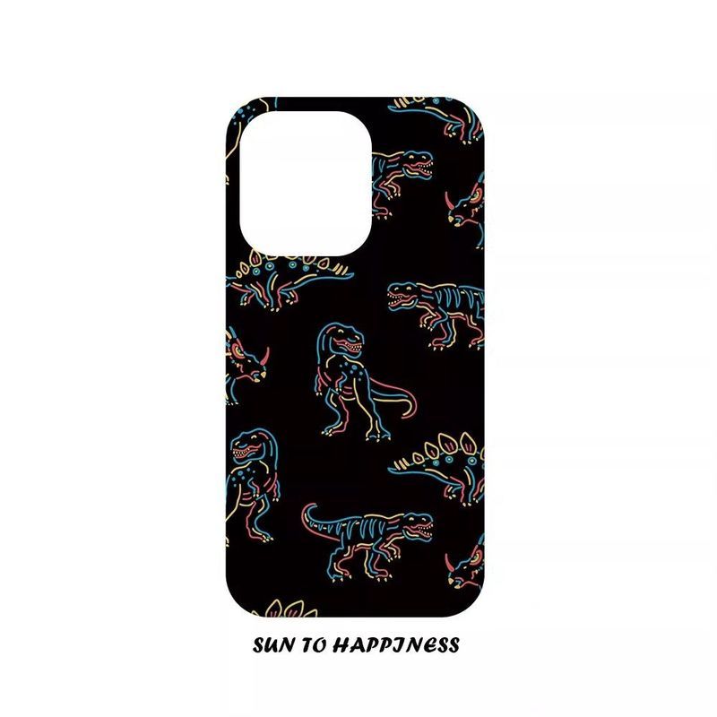 Ốp Điện Thoại Khủng Long Đen Thích Hợp Cho IPhone 11 XR XSMAX 17 AIR 13 14 15 16 ProMax 12 PRO 7 8 PLUS Ốp Lưng Cứng Phim QYJS Bề Mặt Bóng