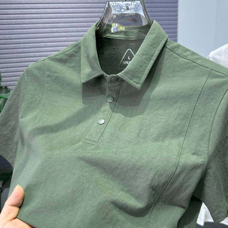 Áo sơ mi polo nam chất liệu lanh cotton thoáng mát, kiểu dáng rộng phù hợp mùa hè