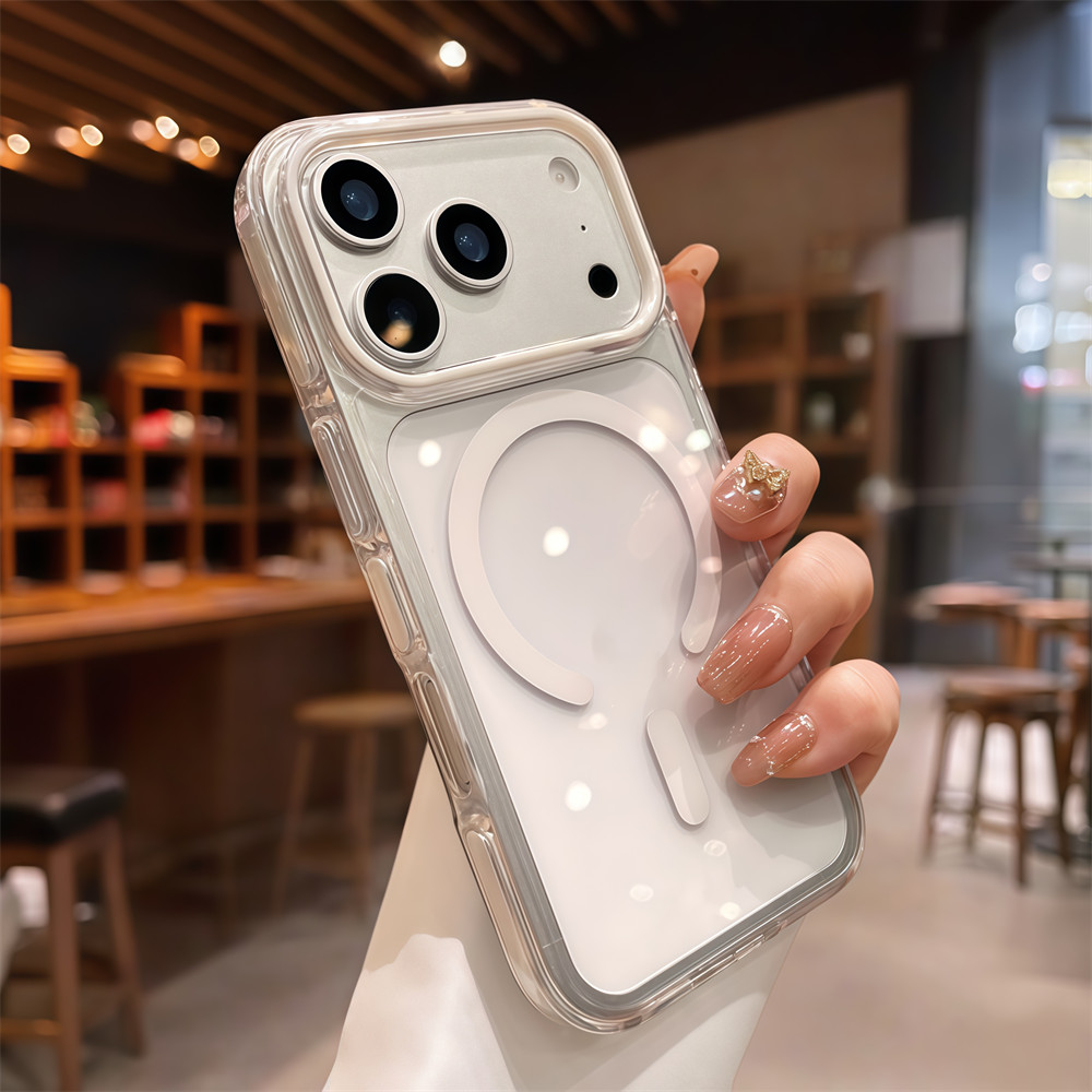 Ốp điện thoại từ tính trong suốt chất lượng cao cho IPhone 17 Pro Max 13 14 15 16 pro max Vỏ bảo vệ điện thoại màu chống rơi Vỏ silicon mềm Ốp lưng trong suốt
