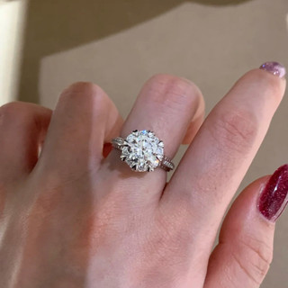 Châu Âu Mỹ ins Phong Cách Mới Đính Kim Cương 2 Carat Nơ Nhẫn Nữ