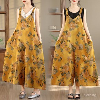 Áo liền quần ống rộng nữ dáng oversize, thiết kế retro cổ chữ V