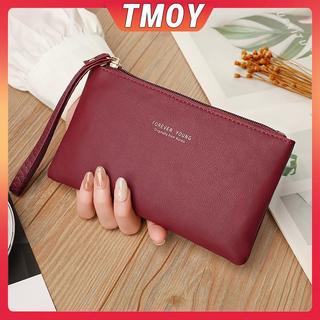 TMOY Đơn Giản Và Thời Trang Nữ Siêu Mỏng Ví Dài Màu Trơn Da PU Dây Kéo Ví Dung Tích Lớn Túi Xách Di Động TMOY