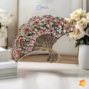 Vintage Quạt Kim Loại Cổ Điển - Trâm Cài & Huy Hiệu Thời Trang Unisex