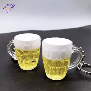 HFTOY Nhựa Bia Cốc Móc Khóa Xe Móc Khóa Móc Khóa Nam Nữ Trang Sức Mô Phỏng Thực Phẩm ~